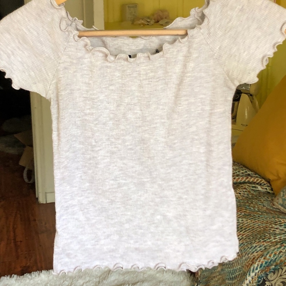 Brandy Melville Gray Off Shoulder Top